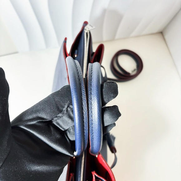 Louis Vuitton Navy Leather Lock Me Tote Bag with Red Accents - Picture 10 of 16